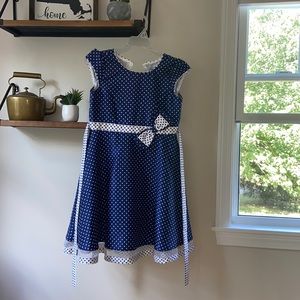 Navy and white girls dotted dress!